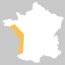 Положение Атлантического побережья на карте Франции
